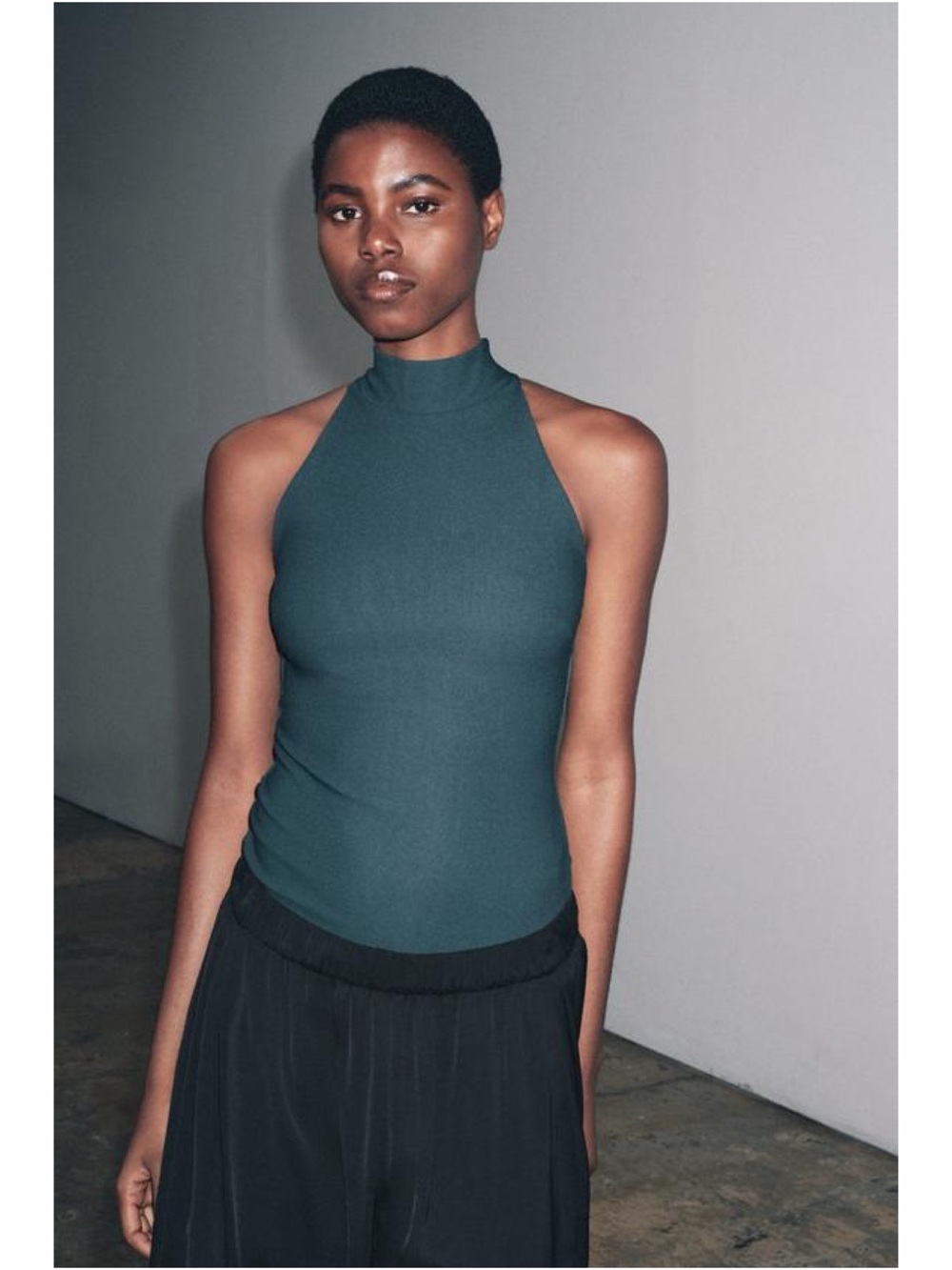 Zara Teal Crepe Halter Top